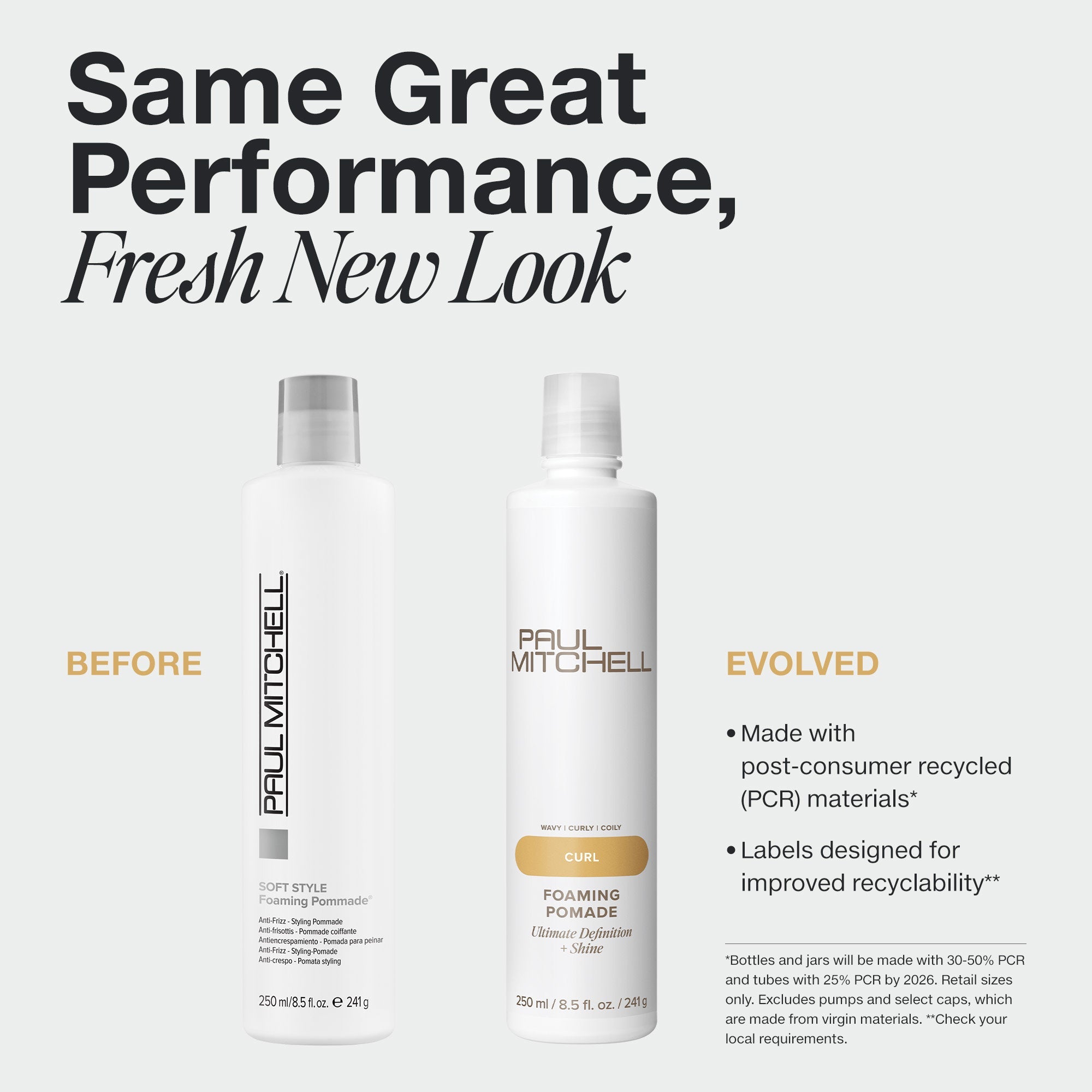 Paul Mitchell Foaming Pomade in new PCR packaging.