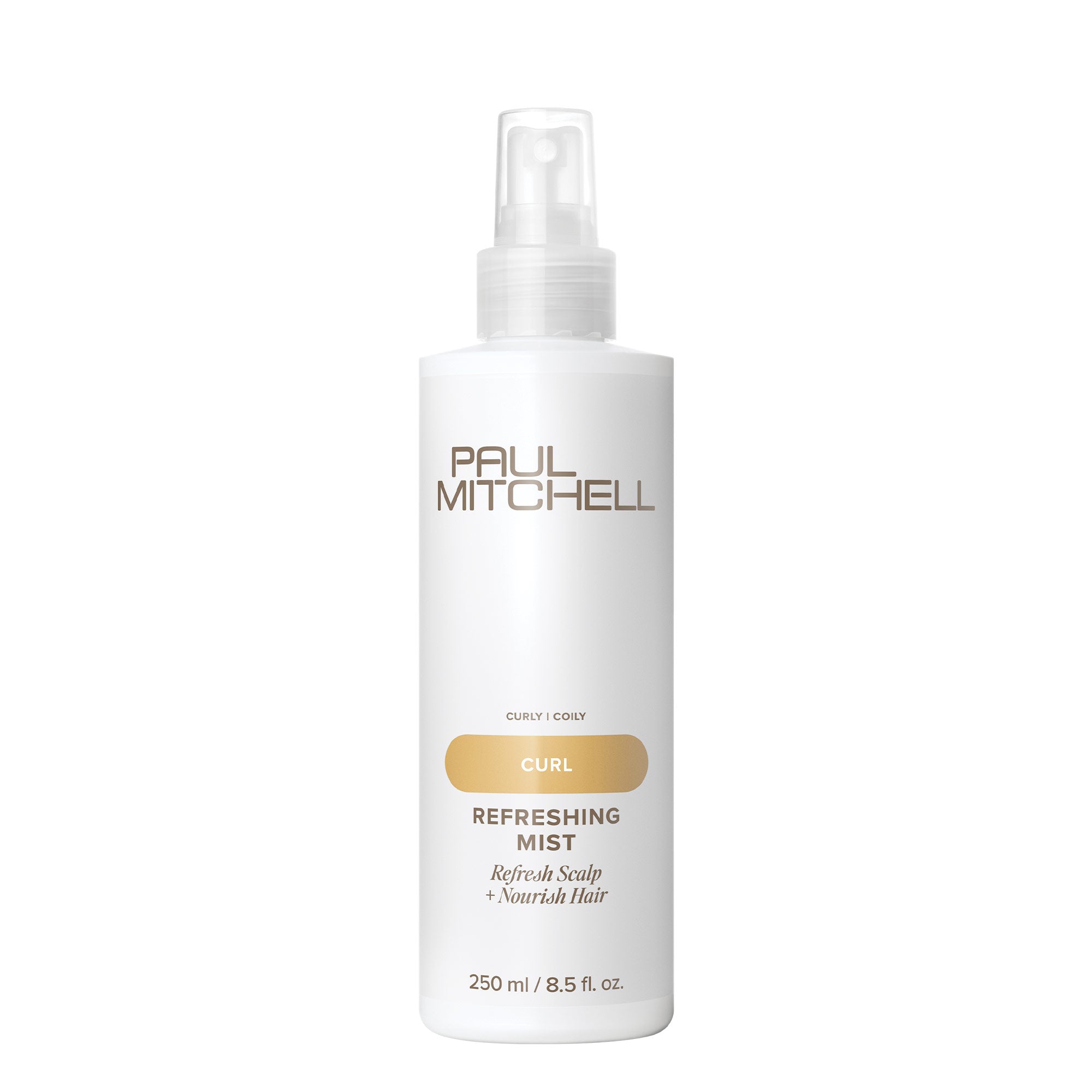 Paul Mitchell Refreshing Mist is a lightweight spray that refreshes the scalp and nourishes hair and curls.