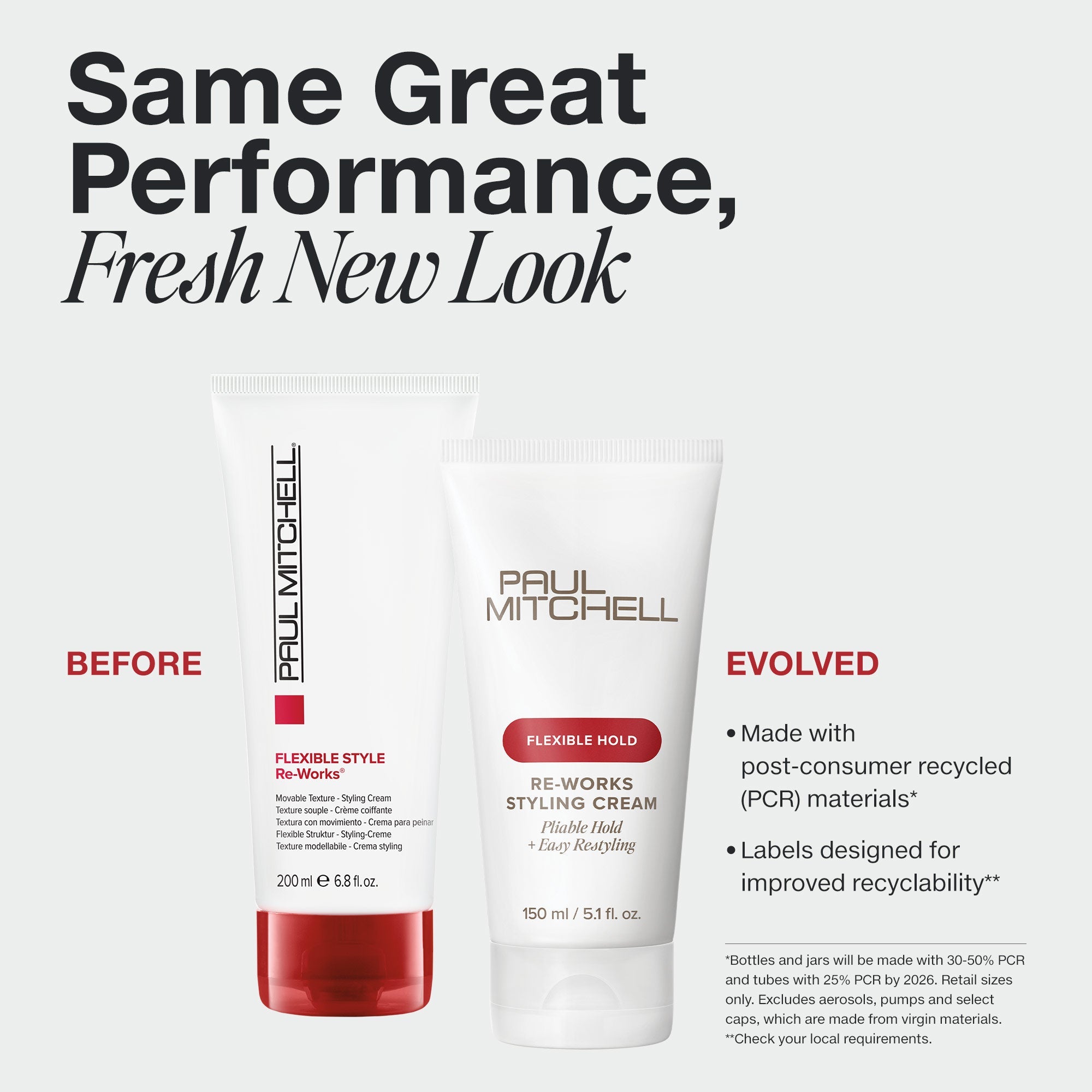 Paul Mitchell Re-Works Styling Cream in new PCR packaging.