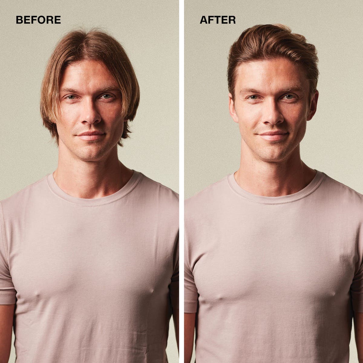 Men’s wavy hair styled with MITCH Dry Paste Texture Clay.