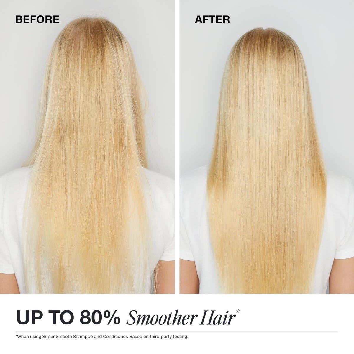 frizz-free hair after using Paul Mitchell Super Smooth Conditioner.