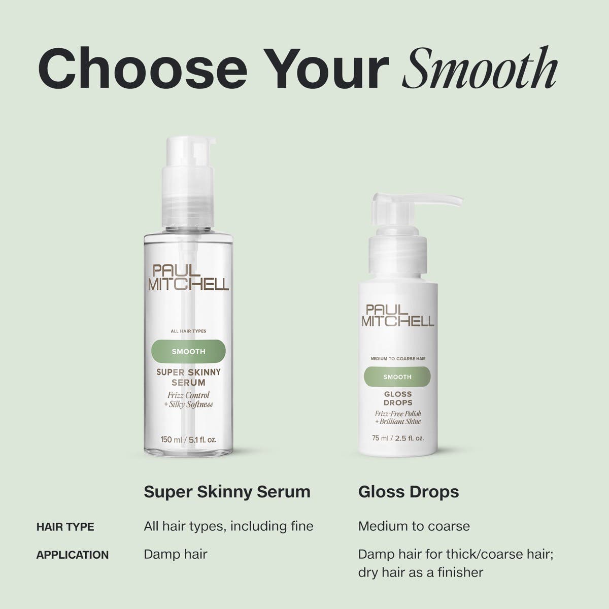 Before and after using Paul Mitchell Gloss Drops for smoother